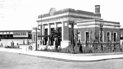 The Pennsylvania Railroad station, which stands in disrepair today.