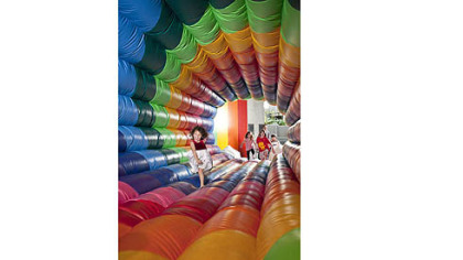"Missing Links (The Rainbow Jumpy)," an inflatable art piece by Felipe Dulzaides, will be at the Children's Museum of Pittsburgh from Oct. 6 to Jan. 27.
