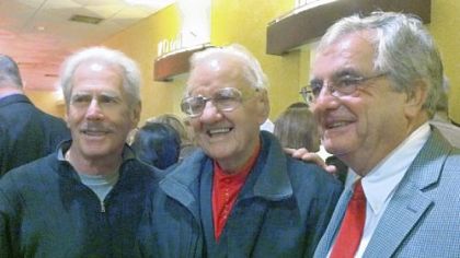 Skyliners Jimmy Beaumont, left, and Wally Lester flank radio legend Porky Chedwick at the premiere of "Since I Don't Have You" Thursday at SouthSide Works Cinemas.