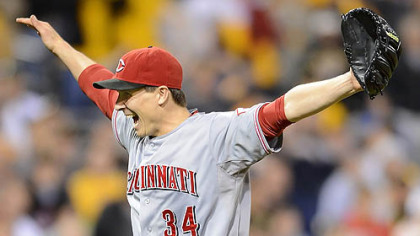 Reds starting pitcher Homer Bailey celebrates his no-hitter against the Pirates Friday at PNC Park.