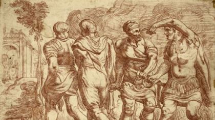 "Aeneas Orders Ascanius, Nisus, Euryalus to Retreat."
