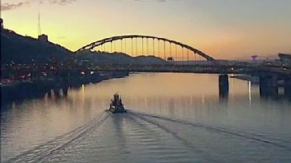 The Monongahela River at sunset is among the shots on the WQED documentary "Pittsburgh From the Air II."