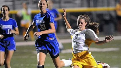 Greensburg Salem's Samantha Allen gets off a shot during a section match against Connellsville earlier this season.