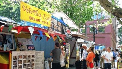 Working the block during lunch hour is a popular pastime in Portland