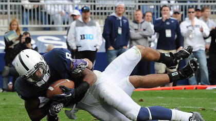 Penn State receiver Allen Robinson scores a touchdown in this afternoon's game against Northwestern at State College.