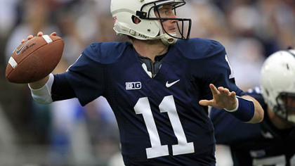 Penn State quarterback Matthew McGloin passes during the second quarter of today's game against Northwestern in State College.