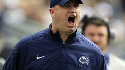Penn State head coach Bill O'Brien yells from the sidelines during the first quarter of today's game against Northwestern in State College.
