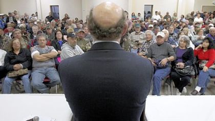 Kenneth Feinberg answers concerned citizens' questions during a town hall meeting in Grand Isle, La., about the impact of BP's Deepwater Horizon explosion that killed 11 men and caused an environmental calamity along the Gulf Coast in 2010.