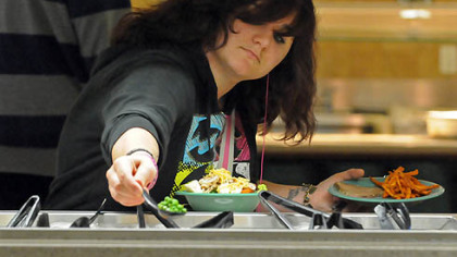 Students can create their own salads at Shippensburg University's Reisner Dining Hall.