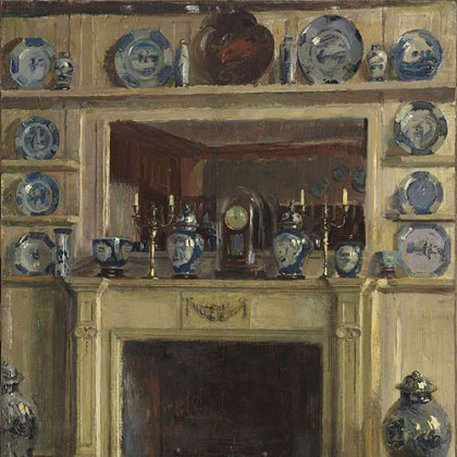 "Blue and White" by Walter Gay, part of "Impressions of Interiors: Gilded Age Paintings by Walter Gay" exhibition at The Frick Art Museum.