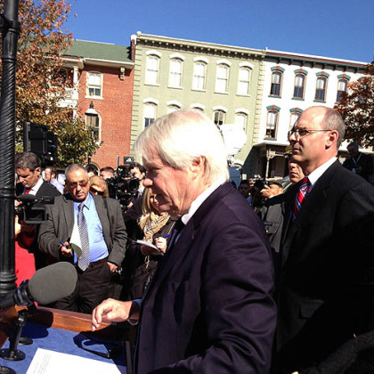 Prosecutor Joseph McGettigan outside the Centre County Courthouse