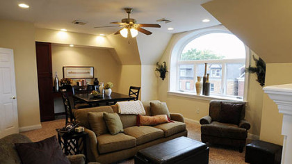 Family room on the third floor of Mark and Mary Pent's house in Shadyside.