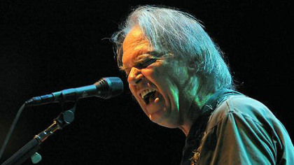 Neil Young performs at the Petersen Events Center Tuesday night.