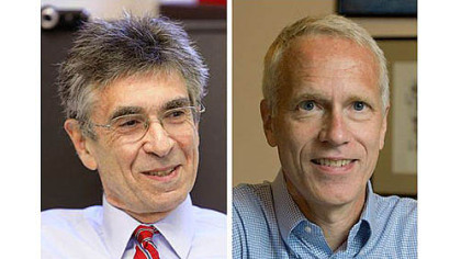Robert J. Lefkowitz, left, and Brian K. Kobilka