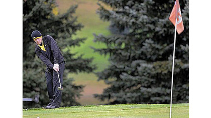 John McCabe competes in a golf tournament Monday for North Allegheny High School at the Hiland Golf Course in Butler.