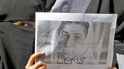 A Pakistani  student protests in support of Malala Yousufzai, who was shot by the Taliban for championing the right of girls to go to school.