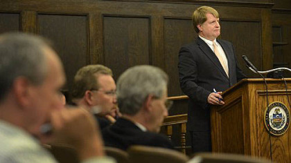 County Executive Rich Fitzgerald presents his 2013 spending plan and capital budget to the County Council Tuesday in the Gold Room at the County Courthouse.