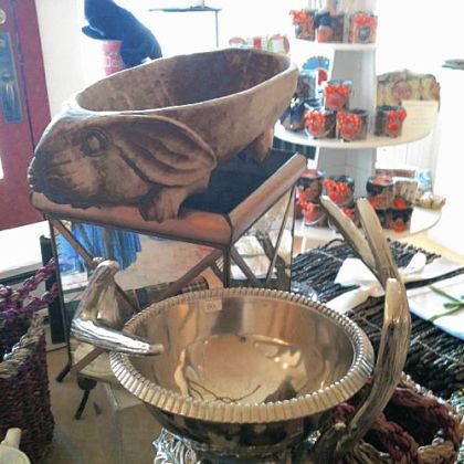 Handcrafted antler wine cooler, $85