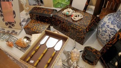 Cheese servers, $45, and tortoise boxes beginning at $85