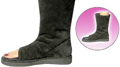 Bootie pies help prevent pedicure smudges from shoes with a toe piece that removes to allow polish to dry while on the go. They're $68 to $98 at www.bootiepies.com.