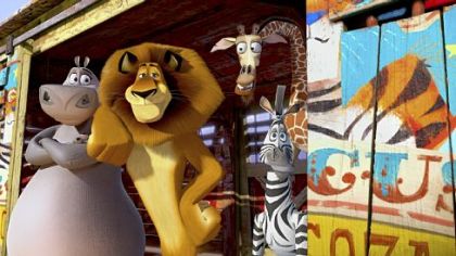 Gloria the hippo (voice of Jada Pinkett Smith), Alex the lion (Ben Stiller), Melman the giraffe (David Schwimmer) and Marty the zebra (Chris Rock) join a traveling circus in "Madagascar 3: Europe's Most Wanted."