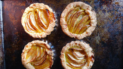 If you have apples on hand, and wind up with extra pastry, you can use a little sugar and cinnamon to make mini apple tarts like these.