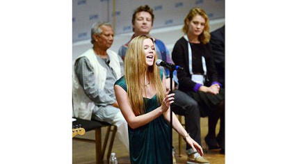 Singer Joss Stone performs during the opening ceremony for the One Young World Summit at Heinz Hall on Thursday.