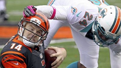 Hard knocks: Andy Dalton is on pace to throw more interceptions and be sacked more times than 2011.