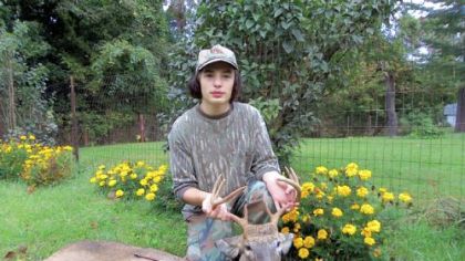 Nicholas Darke, 16, of Beechview with his first buck.