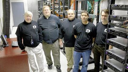 Norman O'Shea, vice president of production at Dynamics, Inc.; Jeff Mullen, founder and CEO; Dale West, vice president of operations; Jonathan Beaver, lead production developer; Geoff Shippee, chief technology officer.