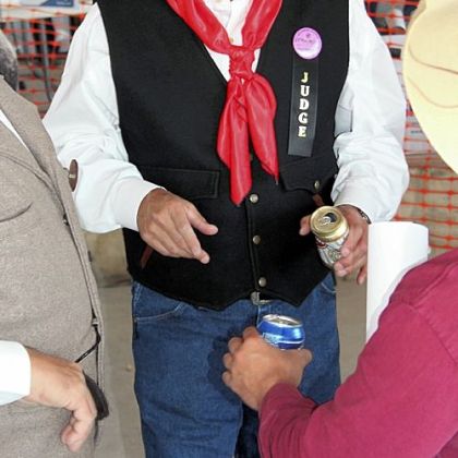 One of the chili judges during a break in the tasting.