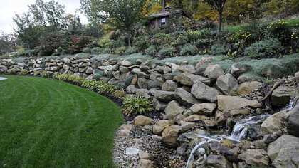 The wall and waterfall.