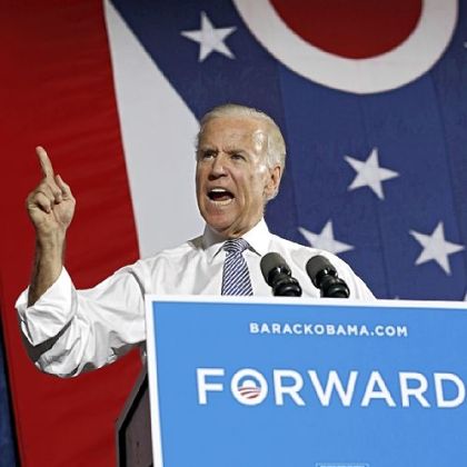 Vice President Joe Biden speaks during a campaign rally Monday at Lorain High School in Lorain, Ohio.