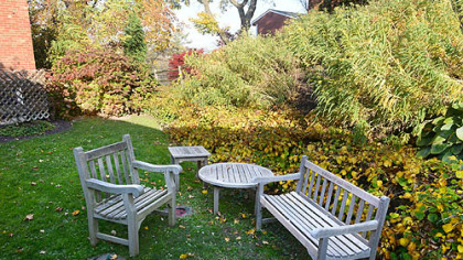 Mt. Lebanon Library courtyard garden.
