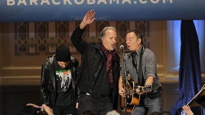 Joe Grushecky joins Bruce Springsteen at a rally organized by Obama for America at Soldiers & Sailors, Oakland.