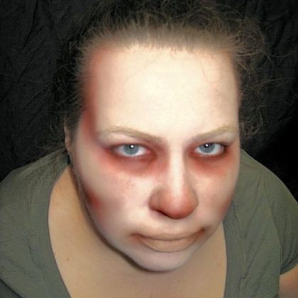 Step Four: Add brown eye shadow to all the blush areas (or use instead of blush).