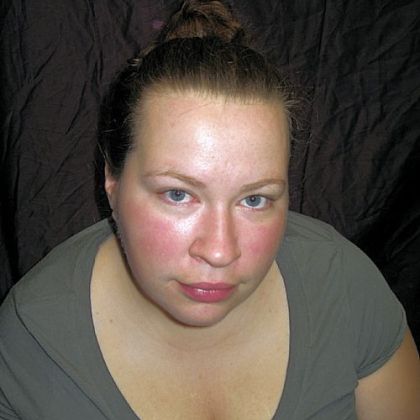 Pittsburgh special effects artist Greg Lightner shows how you can be a zombie this Halloween. To begin, people should remove all makeup, like the model in this picture has done.