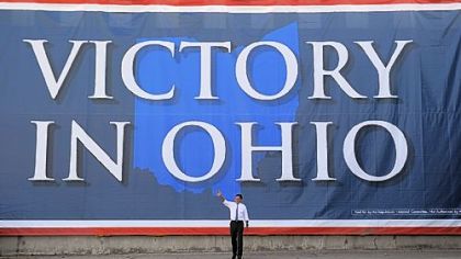Republican Presidential candidate Mitt Romney holds a rally at Worthington Industries, a metal manufacturing company, in Worthington, Ohio.