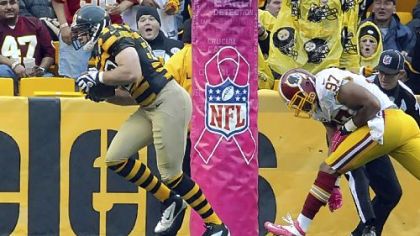 Heath Miller pulls in his fifth touchdown of the season Sunday against the Redskins.