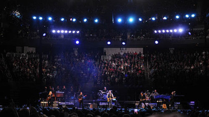 Consol Energy Center filled with fans watching Bruce Springsteen with the E Street Band.