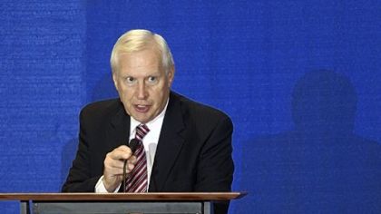 Penn State President Rodney Erickson delivers his opening remarks Monday at the Child Sexual Abuse Conference.