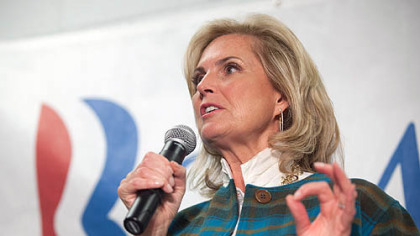 Ann Romney, wife of Republican presidential candidate Mitt Romney, speaks to supporters in Grand Rapids, Mich. on Oct. 29.