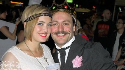 Adam Causgrove and his girlfriend Chelsea Banks at the American Mustache Institute's "Stache Bash 2012."