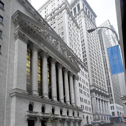 The streets surrounding the New York Stock Exchange are deserted Tuesday as financial markets remained closed for a second day because of Hurricane Sandy.