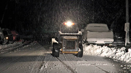 Snow falls in Elkins, W.Va., Tuesday, Oct. 30, 2012, a day after Sandy slammed the East Coast.