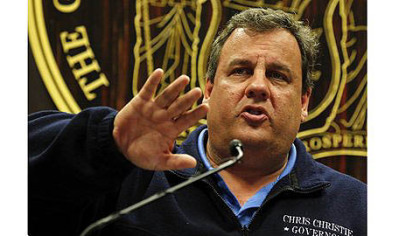 New Jersey Gov. Chris Christie updates members of the media on damage and recovery efforts related to Hurricane Sandy from the emergency operations center at State Police Headquarters in Ewing, New Jersey.