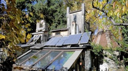 The Stone Camp house in Ligonier Township, where Ted and Kathy Carns live year-round off the grid.