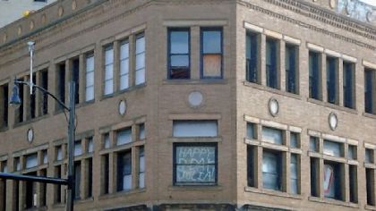 It's still a "Happy B-Day Julia!" at the Wallace Building at the corner of Penn Circle and Highland Avenue in East Liberty.