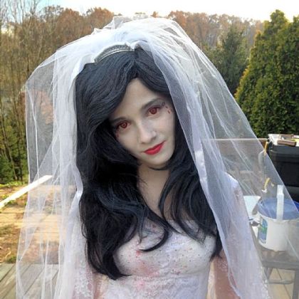 Jackie Evancho in a "ghost bride" Halloween costume she wore last weekend at a Halloween party.