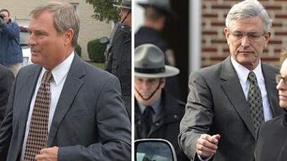 At left, former Penn State administrator Gary Schultz and right, Tim Curley, Penn State athletic director who is on leave.